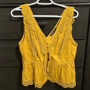 Abercrombie and Fitch peplum top in mustard yellow